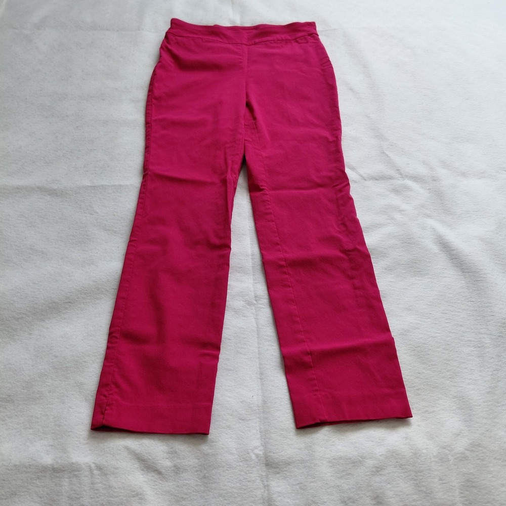 JM Collection Womens Hot Pink Pull On Flared Pants Magenta Stretch Casual S
